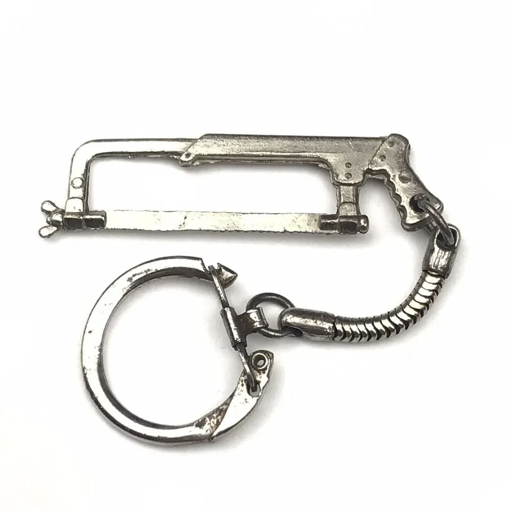 Hacksaw Keychain Vintage Tool Saw Metal Key Ring Fob